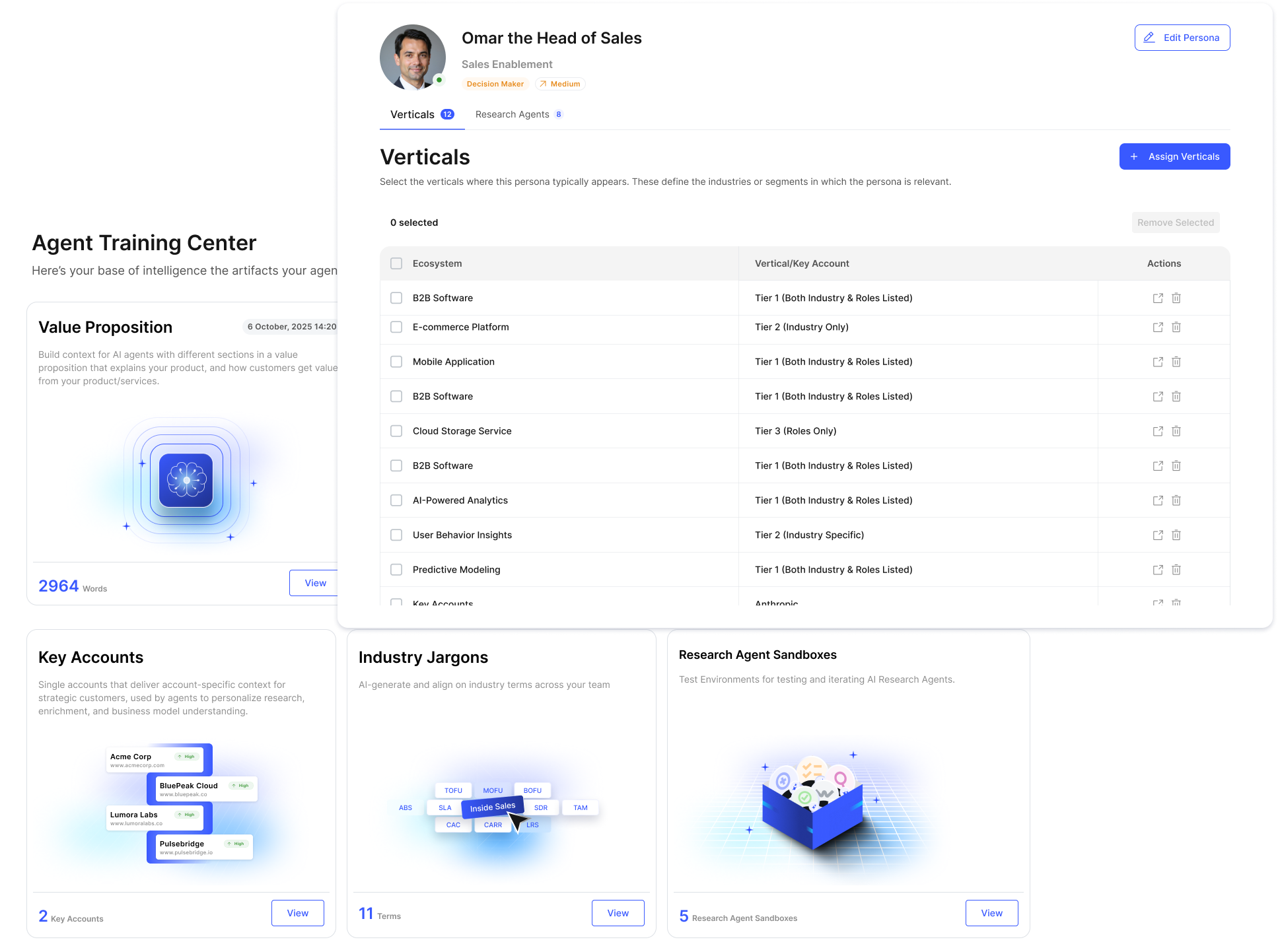 Evergrowth Agent Training Center — Centralized Intelligence feeding all 13 types of agents